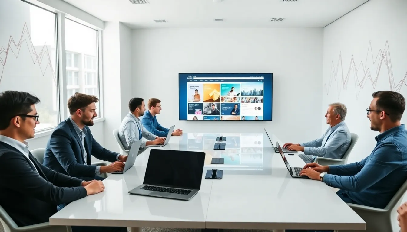 diverse team of web developers collaborating in a modern office.